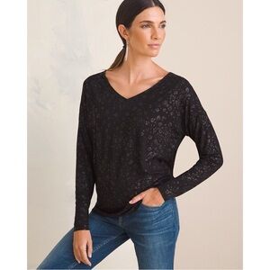 Chico’s Touch of Cool Animal Print Foil Tee Sz 2 (12-14)